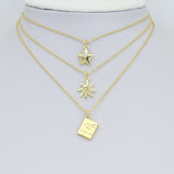 Gold Puffy Star Heart Passport Starfish Sun Charm Pendant,Sku#LD740