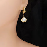 Chunky Hoop White Pearl Earrings, Sku#ZX197