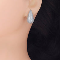 Clear CZ Silver drop Shape Earrings, Sku#LX605