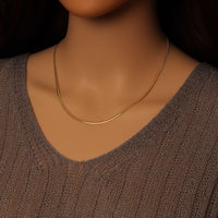 Gold Thin snake Chain Necklace, Sku#LD535