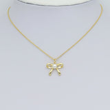 Gold White Pearl Bowknot Charm Pendant, Sku#LK963