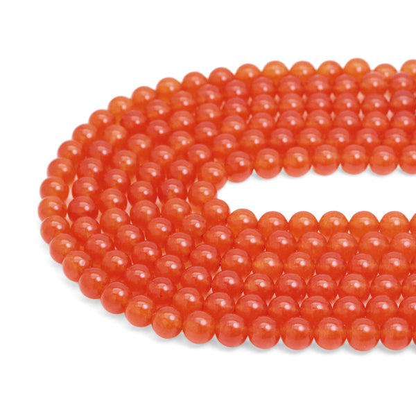 Orange Jade Round Smooth Beads, Sku#U2024