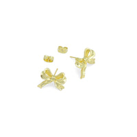 Plain Gold Bowknot Stud Earrings, Sku#LK965