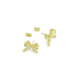 Plain Gold Bowknot Stud Earrings, Sku#LK965