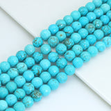 Blue Turquoise Round Faceted Beads,  Sku#U2026