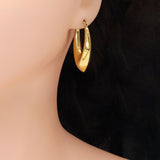 Chunky Gold Long Oval Drop Shape Earrings, Sku#LX467