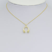 Gold Headphone Shape Charm Pendant, Sku#LD698