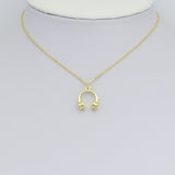 Gold Headphone Shape Charm Pendant, Sku#LD698