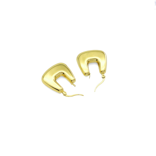 Chunky Gold U Bag Shape Hoop Earrings, Sku#LX468