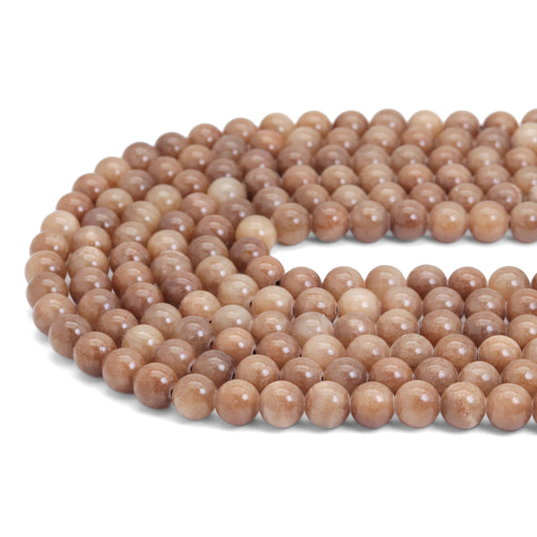 Brown Jade Round Smooth Beads, Sku#U2021