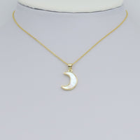 Gold White Mother of Pearl Cresent Moon Charm Pendant, Sku#LK969