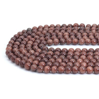 Reddish Brown Jade Round Smooth Beads, Sku#U2022