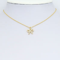 Gold Clear CZ Bowknot Charm Pendant, Sku#LK974