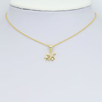 Gold Clear CZ Starfish Charm Pendant, Sku#LK975