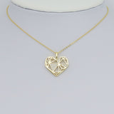 Gold Clear CZ Geometric Diamond Heart Shape Charm Pendant, Sku#LK983