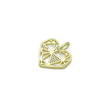 Gold Clear CZ Geometric Diamond Heart Shape Charm Pendant, Sku#LK983