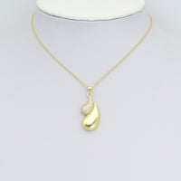 Gold CZ Double Teardrop Shape Charm Pendant, Sku#LK1095