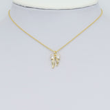 Gold Clear Heart CZ Bowknot Charm Pendant, Sku#LK985