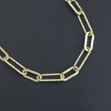 Gold Silver Oval Link Chain Adjustable Necklace , Sku#EF636