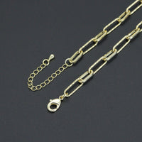 Gold Silver Oval Link Chain Adjustable Necklace , Sku#EF636