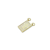 Gold Clear CZ Cross On Rectangle Charm Pendant, Sku#LK988