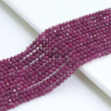 3mm/4mm Genuine Ruby Round Faceted Beads, Sku#U2270