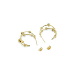 Gold Round Ball Double Lines Huggie Earrings, Sku#LX472