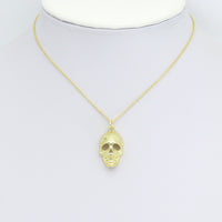 Gold Skull Head Charm Pendant, halloween charm, Sku#LK1102