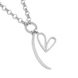 Rolo Chain Heart Cresent Moon Pendant Necklace, Sku#EF562