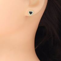 Clear CZ Heart Shape Stud Earrings, Sku#LK979