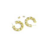 Gold Twisted Thick Hoop Earrings, Sku#LK982