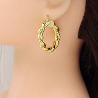 gold Twisted Hoop Earrings, Sku#LK997