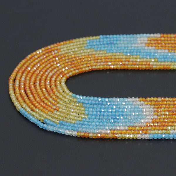 2x3mm Mixed Color CZ Faceted Rondelle Beads, Sku#U2175