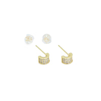 Clear CZ Gold Silver Tiny Stud Earrings, Sku#LX617