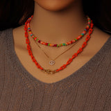 Colorful Enamel Metal U Chain necklace with Rectangle clasp, sku#EF565