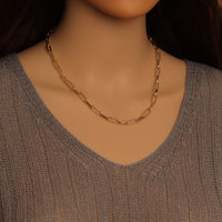 Gold Silver Oval Link Chain Adjustable Necklace , Sku#EF636