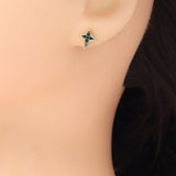 Black CZ North Star Stud Earrings, Sku#LK1002