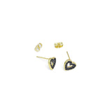 Black CZ Hollow out Heart Stud Earrings, Sku#LK1003