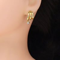 Clear CZ Triple Lines with Dangle CZ Earrings, Sku#A252