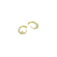 Clear CZ Gold Nail Small Hoop Earrings, Sku#LK1005