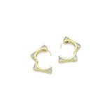 Clear CZ Gold Square Shape Hoop Earrings, Sku#LK1007