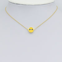 Yellow Enamel Cool Smiley Face with Sunglass spacer beads, Sku#LK1111