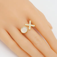 CZ Mother of Pearl XO Adjustable Ring, Sku#LX476