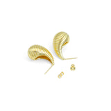Gold Spiral Drop Shape Stud Earrings, Sku#LX622