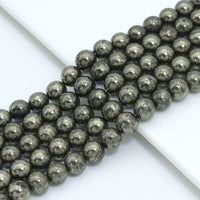 Quality Natural Pyrite 8mm/10mm, Pyrite Gemstone Beads, 15.5inch strand, SKU#U2280