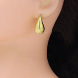 Gold Spiral Drop Shape Stud Earrings, Sku#LX622