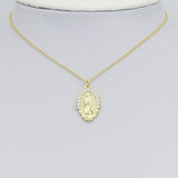 Clear CZ Gold Virgin Mary On Oval Shape Charm Pendant, Sku#LK1112