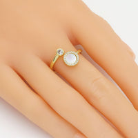 Mother of Pearl CZ Dots Adjustable Ring, Sku#LX478