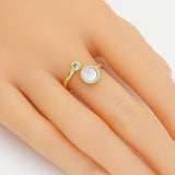 Mother of Pearl CZ Dots Adjustable Ring, Sku#LX478