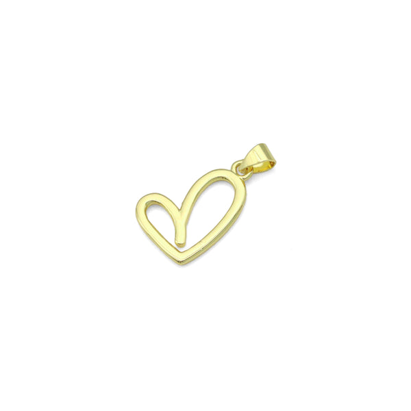 Gold unbalanced Heart Shape Charm Pendant, Sku#LK1114